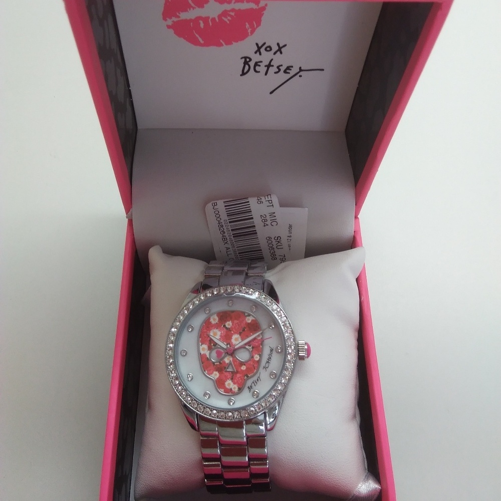 Betsey Johnson New Orange Skull Watch - Picture 1 of 3